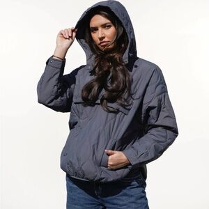 Women's Charcoal Hooded Puffer Jacket New W/O Tags